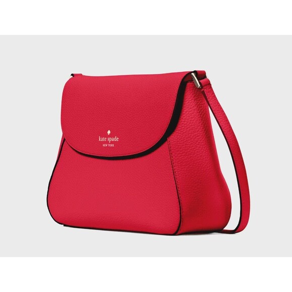 New Kate Spade Monica Flap Crossbody Leather Perfect Cherry - Picture 2 of 5